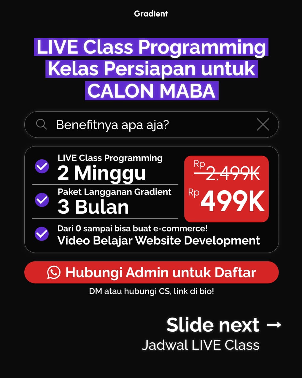 Kelas Live Programming Persiapan untuk CALON MABA - Slide 1