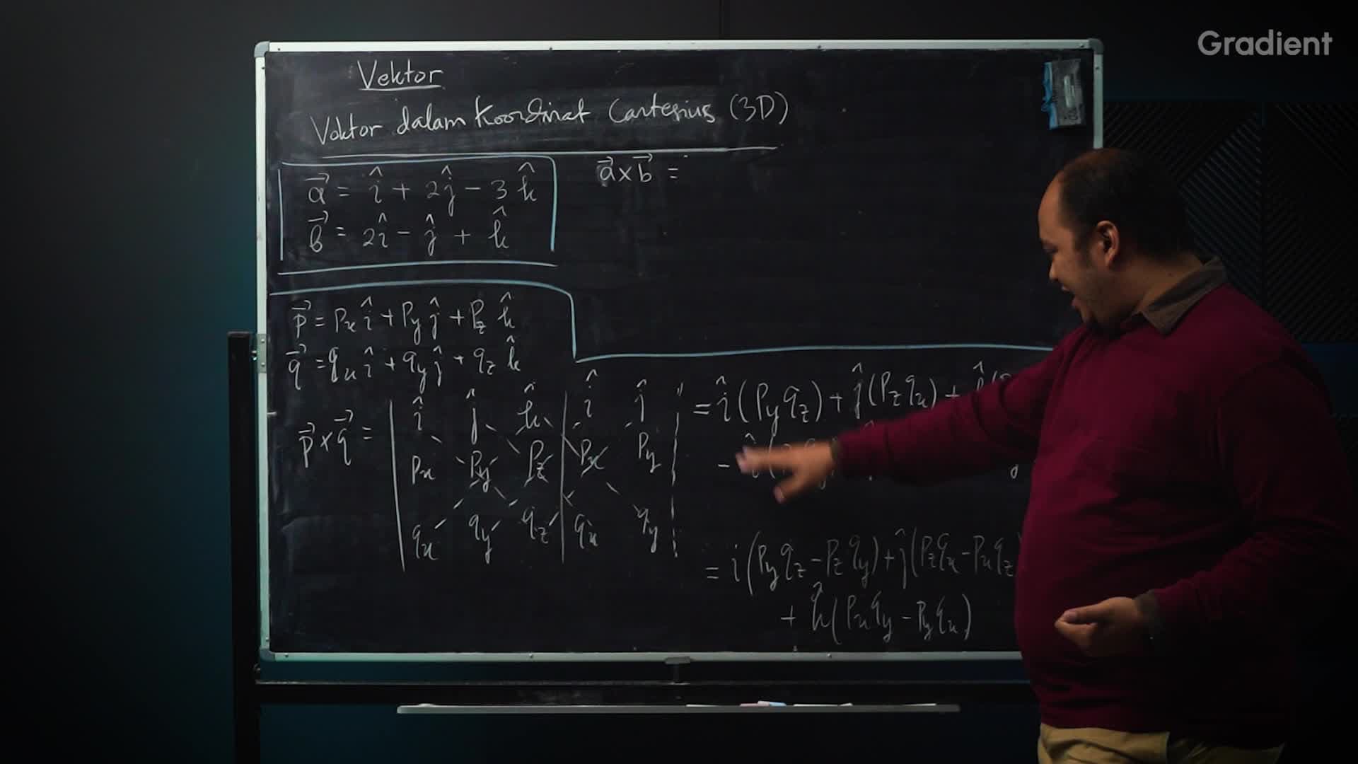 Materi Fisika Dasar 1: Perkalian Cross Vektor dalam Koordinat Kartesius 3D