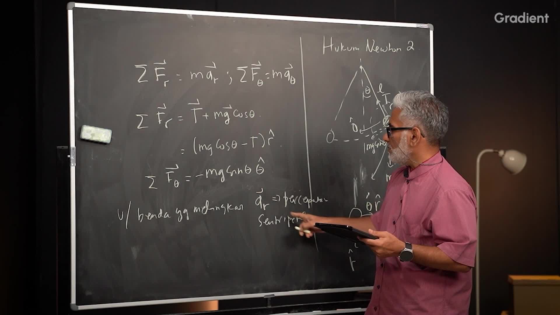 Hukum Newton 2 untuk Kasus 1 Pendulum