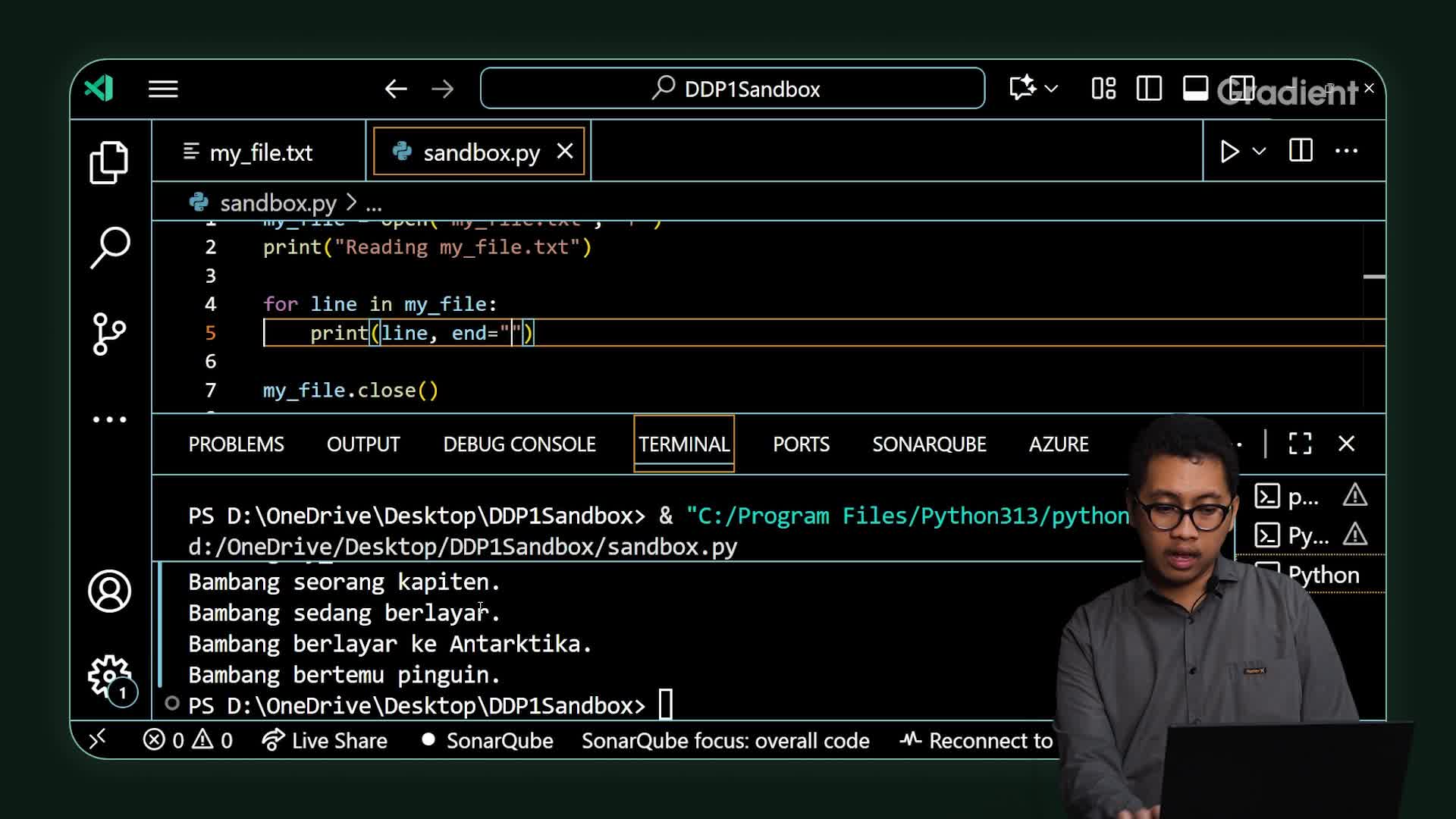 Materi Dasar-Dasar Pemrograman: Contoh Kode: Cara Membaca Suatu File